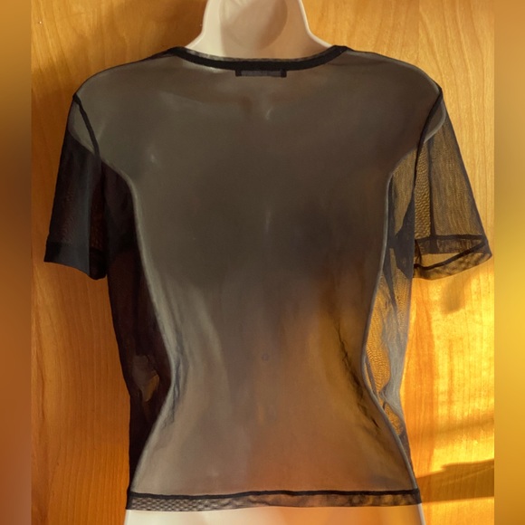 3/$20 Like new pretty ZARA Trafaluc black sheer mesh top,floral embroidery,S - Picture 5 of 6